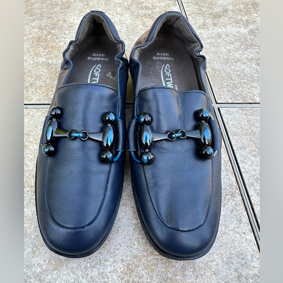 Softwaves Navy  Leather Loafer - Picture 3 of 12